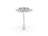 Silver Marquise Cut Moissanite Floral Double Halo Engagement Ring with Prong Setting_152