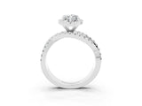 Silver Marquise Cut Moissanite Halo Ring with Round Split Shank and Prong Setting_70