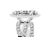 Silver Marquise Cut Moissanite Halo Ring with Round Split Shank and Prong Setting_72