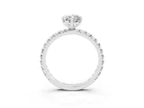 Silver Marquise Cut Moissanite Pavé Solitaire Ring with Round Band and Prong Setting_45