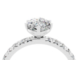 Silver Marquise Cut Moissanite Pavé Solitaire Ring with Round Band and Prong Setting_46
