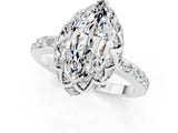 Silver Marquise Cut Moissanite Scalloped Halo Engagement Ring with Round Shared Prong Band_43