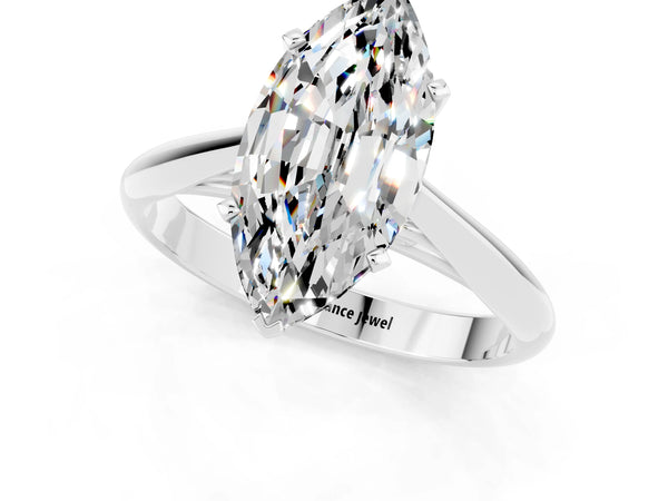 Sterling Silver Marquise Moissanite Solitaire Cathedral Engagement Ring with Arched Shoulders