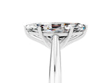 Silver Marquise Cut Moissanite Solitaire Engagement Ring with Cathedral Setting and Four-Prong Mount_5
