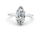 Silver Marquise Cut Moissanite Solitaire Engagement Ring with Classic Band and Four-Prong Setting_12