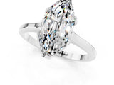 Silver Marquise Cut Moissanite Solitaire Ring with Flower Prong Setting and Classic Band_13