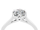 Silver Marquise Cut Moissanite Solitaire Ring with Flower Prong Setting and Classic Band_16
