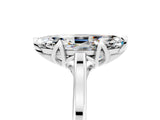 Silver Marquise Cut Moissanite Solitaire Ring with Flower Prong Setting and Classic Band_17