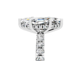 Silver Marquise Cut Moissanite Solitaire Ring with Round  Pavé Band and Four-Prong Setting_29