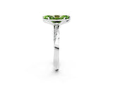 Silver Marquise Cut Peridot Engagement Ring with Side Stone Accents and Four-Prong Setting_26