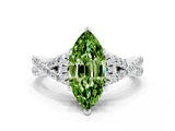 Silver Marquise Cut Peridot  Halo Twist Band Solitaire Prong Setting Ring_12