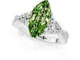 Silver Marquise Cut Peridot  Halo Twist Band Solitaire Prong Setting Ring_13