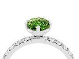 Silver Marquise Cut Peridot Pavé Solitaire Ring with Round Band and Prong Setting_46