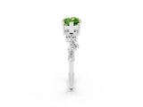 Silver Marquise Cut Peridot Scattered Round Accent Ring with Prong Setting_62
