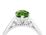 Silver Marquise Cut Peridot Solitaire Engagement Ring with Cathedral Setting and Four-Prong Mount_16