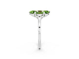 Silver Marquise Cut Peridot Solitaire Ring with Flower Prong Setting and Classic Band_2