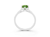 Silver Marquise Cut Peridot Solitaire Ring with Flower Prong Setting and Classic Band_3