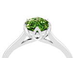 Silver Marquise Cut Peridot Solitaire Ring with Flower Prong Setting and Classic Band_4