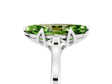Silver Marquise Cut Peridot Solitaire Ring with Flower Prong Setting and Classic Band_5
