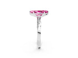 Silver Marquise Cut Pink Sapphire Engagement Ring with Side Stone Accents and Four-Prong Setting_26