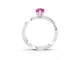 Silver Marquise Cut Pink Sapphire Engagement Ring with Side Stone Accents and Four-Prong Setting_27