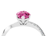 Silver Marquise Cut Pink Sapphire Engagement Ring with Side Stone Accents and Four-Prong Setting_28