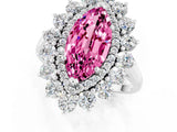 Silver Marquise Cut Pink Sapphire Floral Double Halo Engagement Ring with Prong Setting_139
