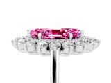 Silver Marquise Cut Pink Sapphire Floral Double Halo Engagement Ring with Prong Setting_143