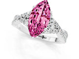 Silver Marquise Cut Pink Sapphire  Halo Twist Band Solitaire Prong Setting Ring_13