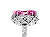 Silver Marquise Cut Pink Sapphire Scalloped Halo Engagement Ring with Round Shared Prong Band_35