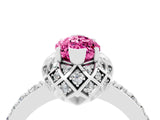 Silver Marquise Cut Pink Sapphire Scalloped Halo Engagement Ring with Round Shared Prong Band_64