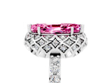 Silver Marquise Cut Pink Sapphire Scalloped Halo Engagement Ring with Round Shared Prong Band_65