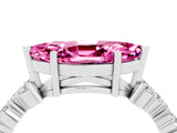 Silver Marquise Cut Pink Sapphire Scattered Round Accent Ring with Prong Setting_34