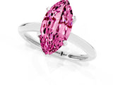 Silver Marquise Cut Pink Sapphire Solitaire Engagement Ring with Classic Band and Four-Prong Setting_13