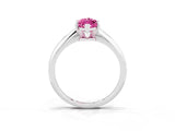 Silver Marquise Cut Pink Sapphire Solitaire Engagement Ring with Classic Band and Four-Prong Setting_15