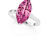 Silver Marquise Cut Pink Sapphire Solitaire Ring with Flower Prong Setting and Classic Band_13
