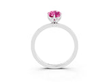 Silver Marquise Cut Pink Sapphire Solitaire Ring with Thin Band and Prong Setting_45