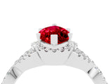 Silver Marquise Cut Ruby  Halo Twist Band Solitaire Prong Setting Ring_16