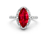 Silver Marquise Cut Ruby Scalloped Halo Engagement Ring with Round Shared Prong Band_42