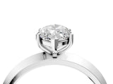 Silver Marquise Cut Solitaire Engagement Ring with Flat Band and Four-Prong Setting 4