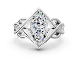 Silver Marquise Cut Solitaire Intertwined Band Prong Setting Ring_20