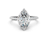 Silver Marquise Cut Solitaire Split Shank Pave Diamond Engagement Ring with Four-Prong Setting_13