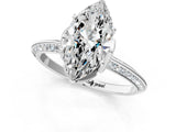 Silver Marquise Cut Solitaire Split Shank Pave Diamond Engagement Ring with Four-Prong Setting_14