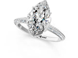 Silver Marquise Cut Solitaire Split Shank Pave Diamond Engagement Ring with Four-Prong Setting_62