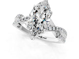 Silver Marquise Cut Solitaire Twist Pave Diamond Engagement Ring with Prong Setting_32