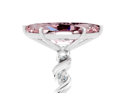 Silver Marquise Cut Solitaire Twisted Band with Prong Setting_12