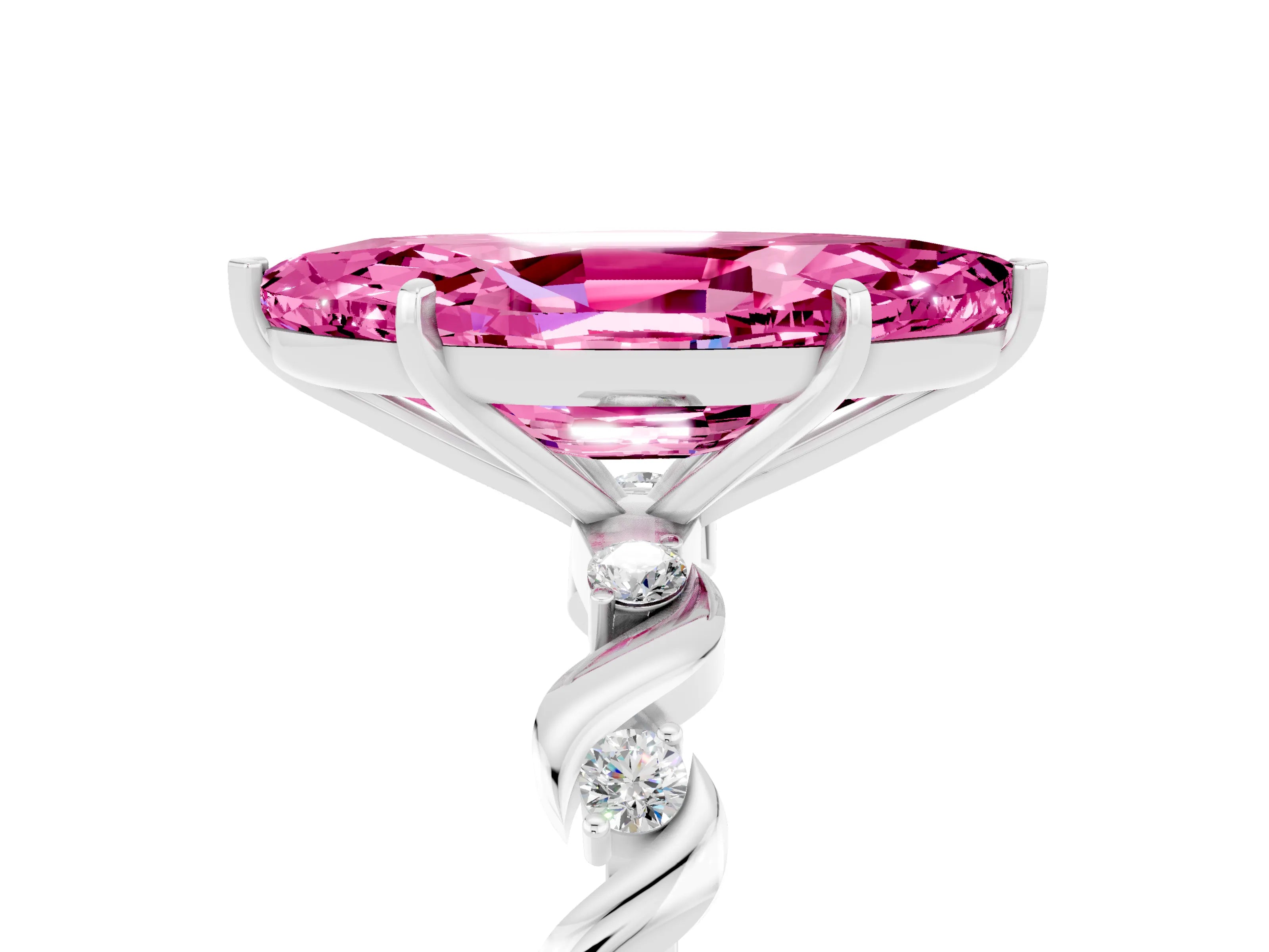 Silver Marquise Cut Solitaire Twisted Band with Prong Setting_24