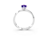 Silver Marquise Cut Tanzanite Engagement Ring with Side Stone Accents and Four-Prong Setting_27