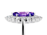 Silver Marquise Cut Tanzanite Floral Double Halo Engagement Ring with Prong Setting_143