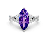 Silver Marquise Cut Tanzanite  Halo Twist Band Solitaire Prong Setting Ring_12